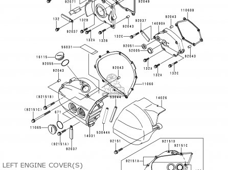 LEFT ENGINE COVER(S) - VN800C1 VN800 DRIFTER 1999 EUROPE UK FR NR SP