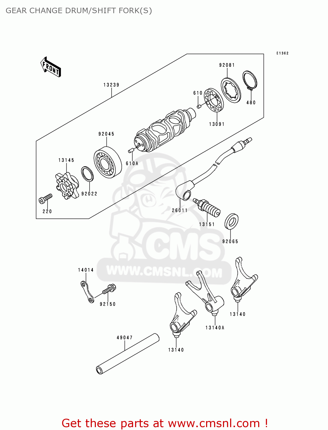 GEAR CHANGE DRUM/SHIFT FORK(S) VN800C1 VULCAN 800 DRIFTER 1999 CANADA