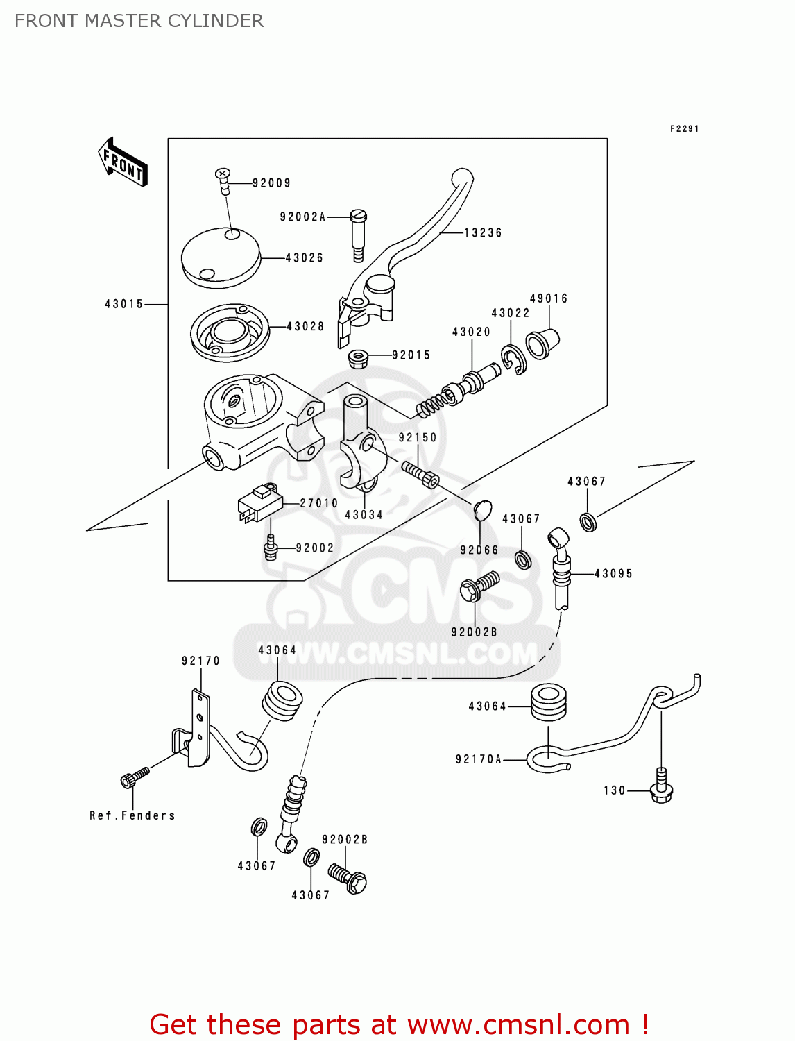 FRONT MASTER CYLINDER VN800C1 VULCAN 800 DRIFTER 1999 CANADA