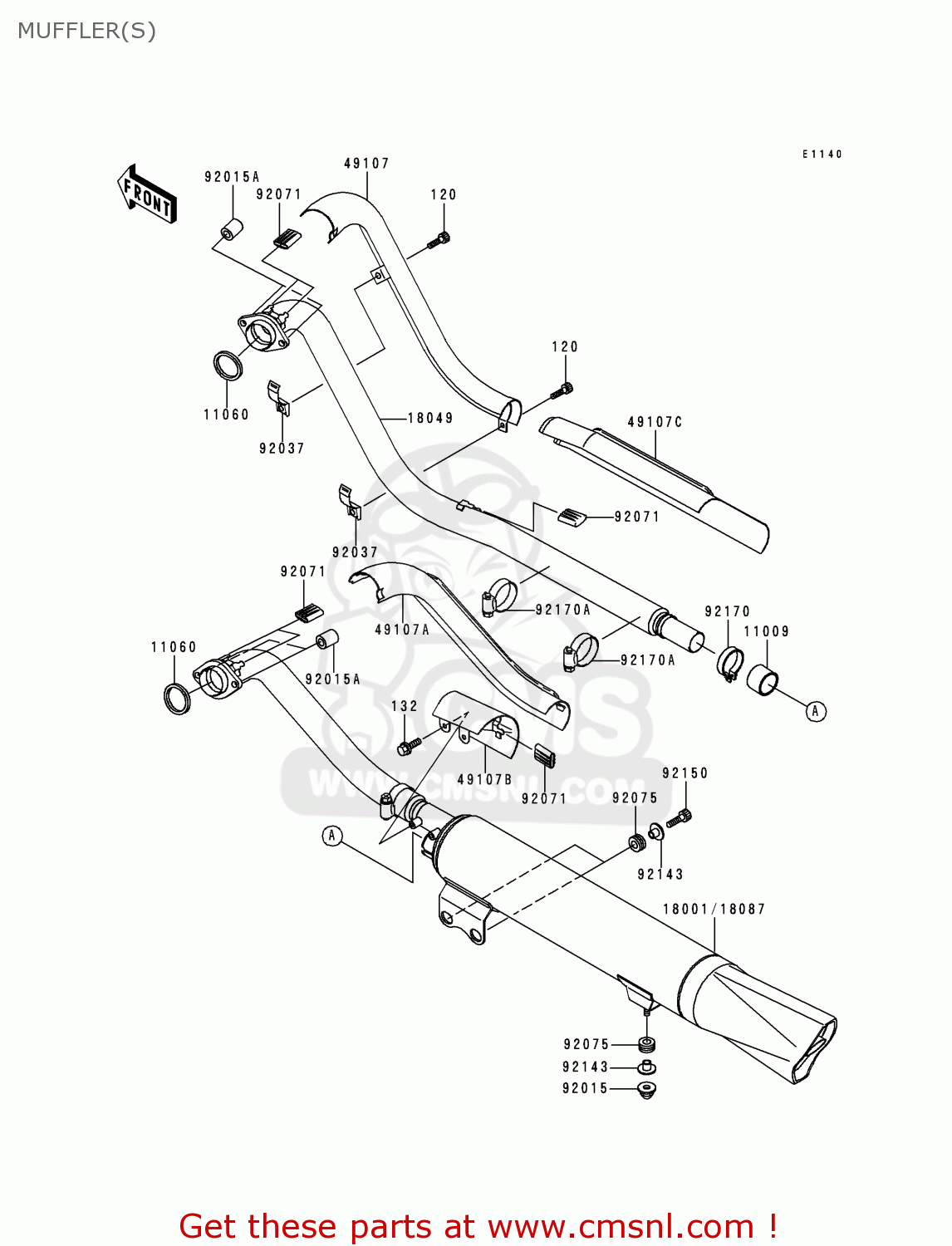 MUFFLER(S) VN800C2 VULCAN 800 DRIFTER 2000 USA CALIFORNIA CANADA