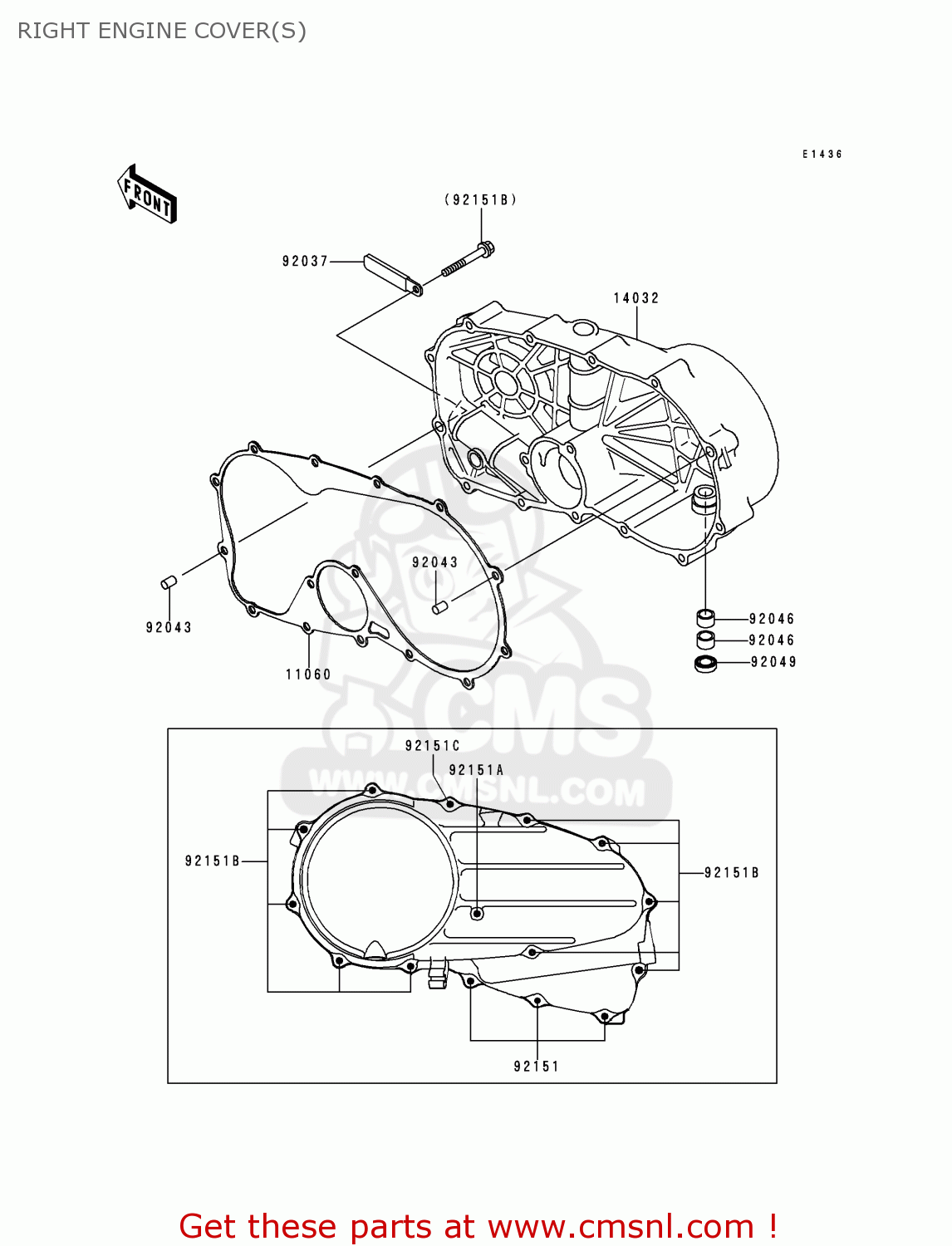RIGHT ENGINE COVER(S) VN800C2 VULCAN 800 DRIFTER 2000 USA CALIFORNIA CANADA