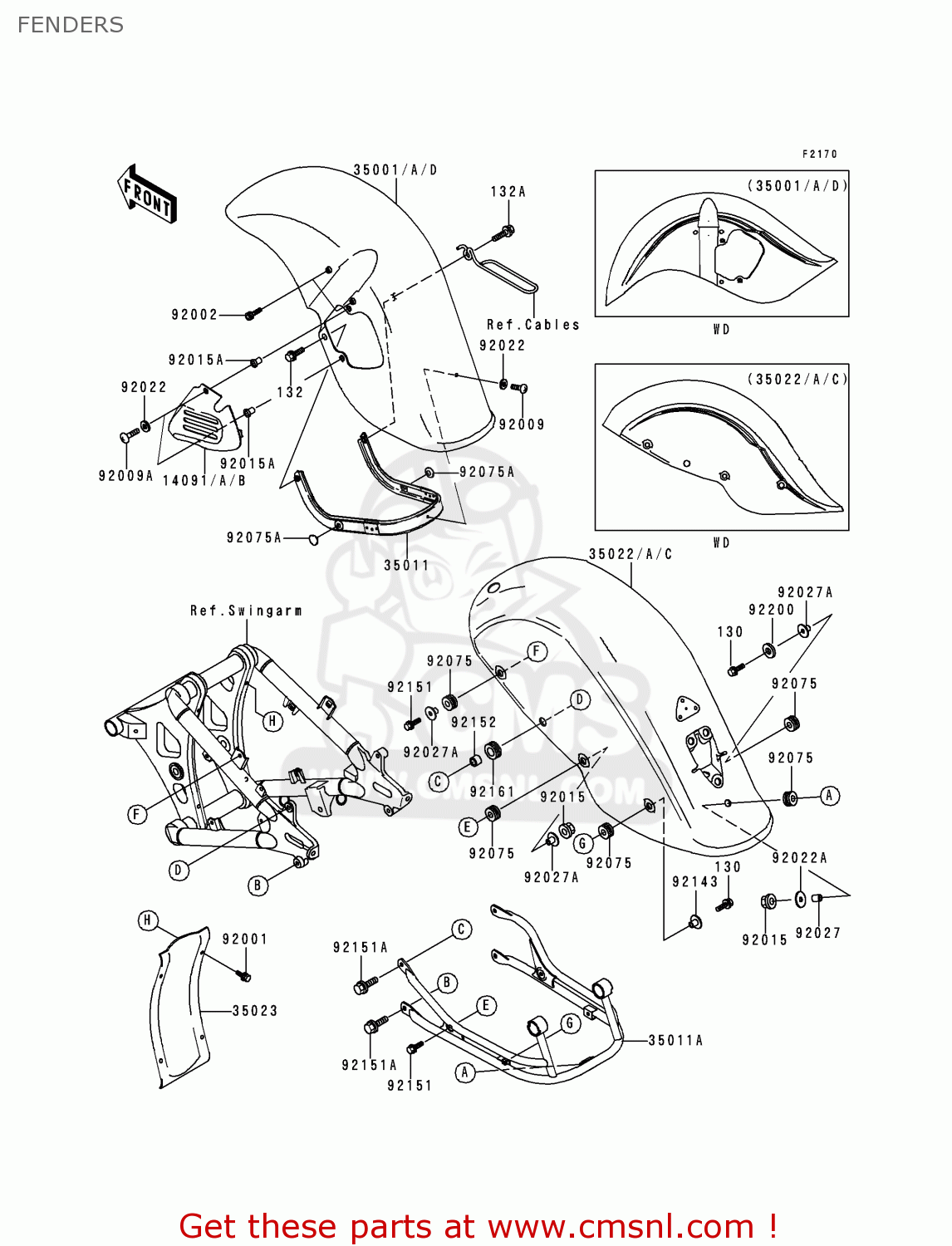 FENDERS VN800C2 VULCAN 800 DRIFTER 2000 USA CALIFORNIA CANADA