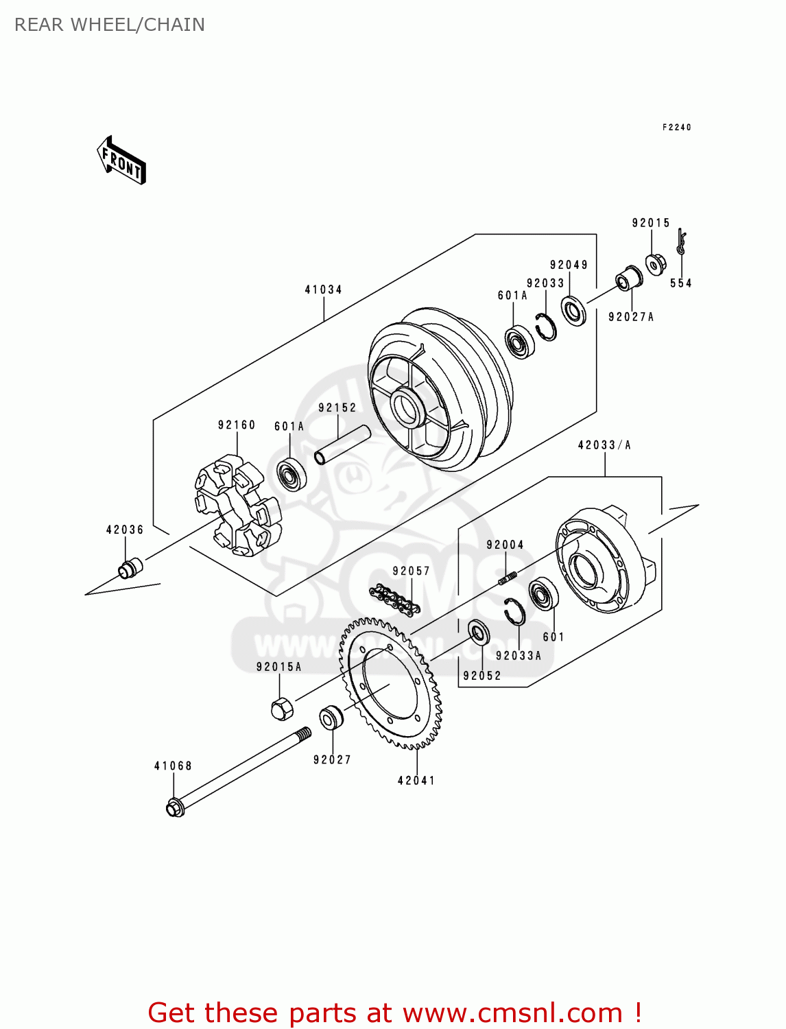 REAR WHEEL/CHAIN VN800C2 VULCAN 800 DRIFTER 2000 USA CALIFORNIA CANADA