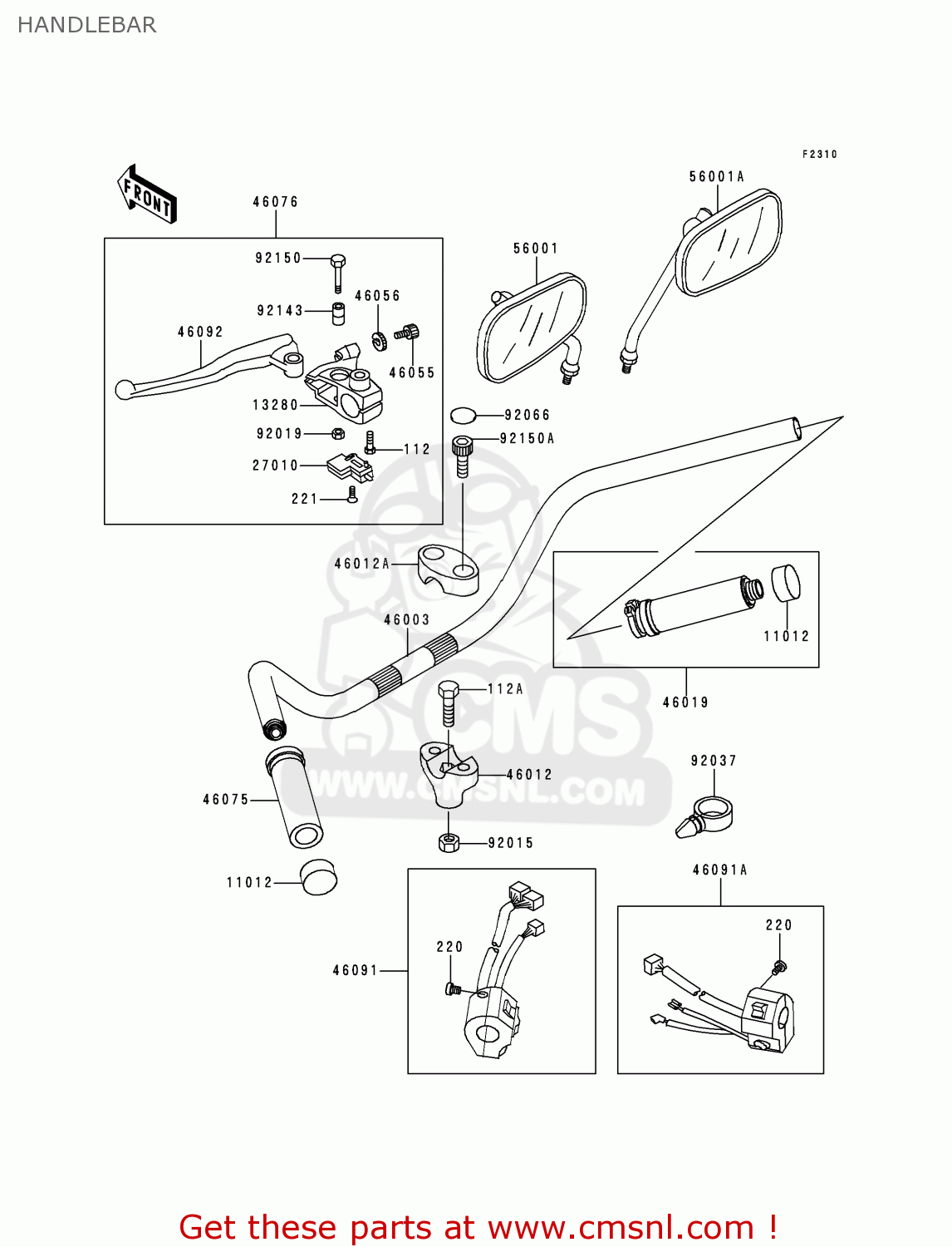 HANDLEBAR VN800C2 VULCAN 800 DRIFTER 2000 USA CALIFORNIA CANADA
