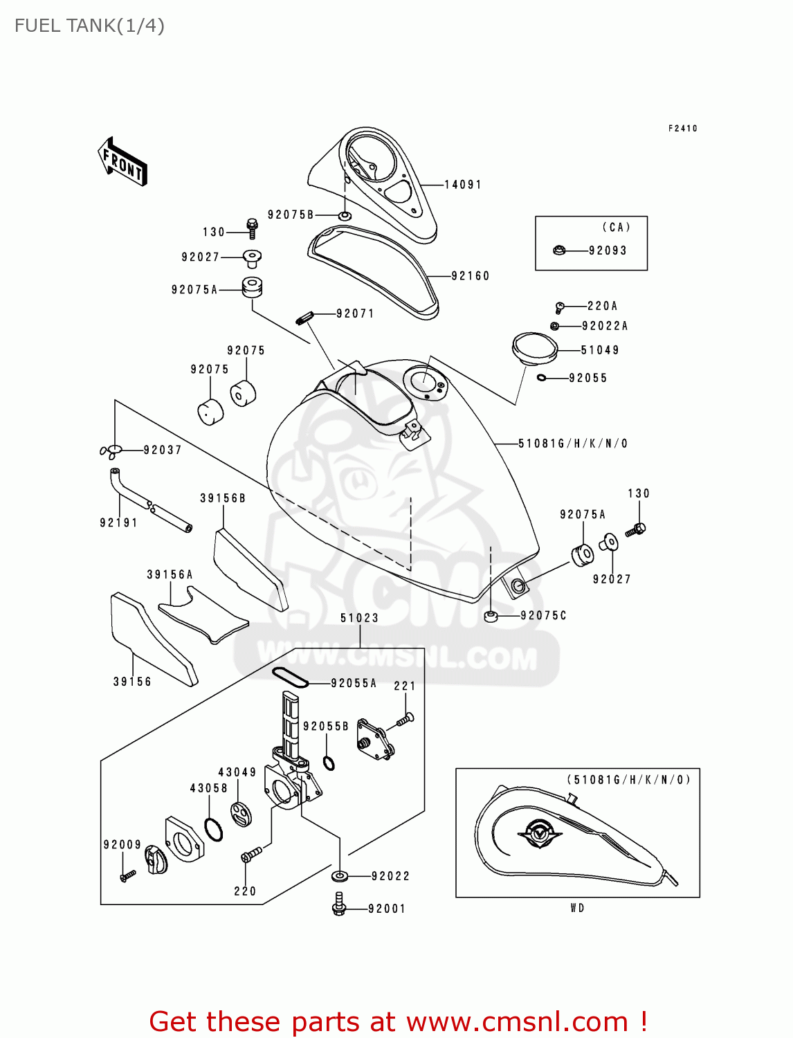FUEL TANK(1/4) VN800C2 VULCAN 800 DRIFTER 2000 USA CALIFORNIA CANADA