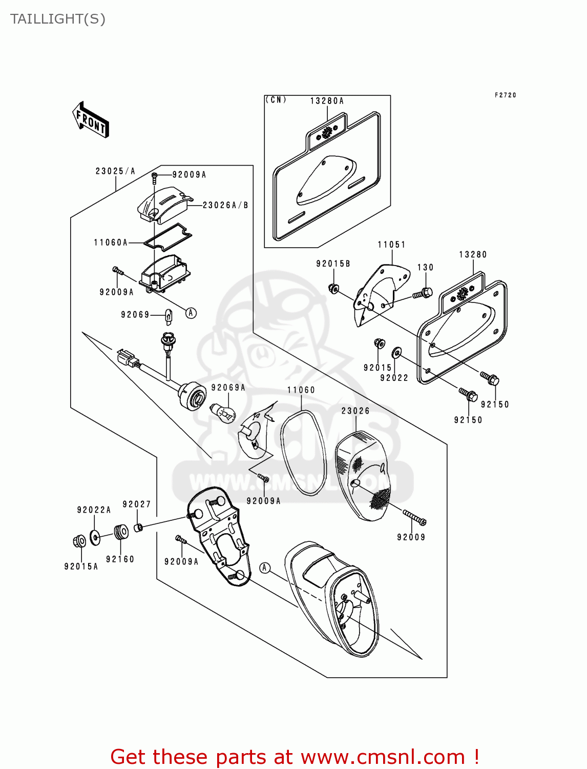 TAILLIGHT(S) VN800C2 VULCAN 800 DRIFTER 2000 USA CALIFORNIA CANADA