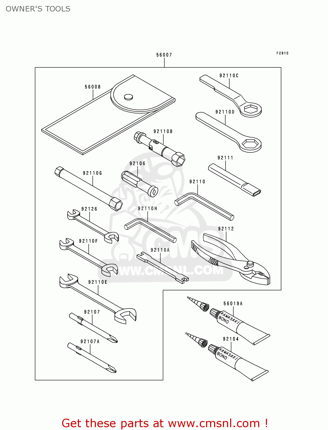 OWNER'S TOOLS VN800C2 VULCAN 800 DRIFTER 2000 USA CALIFORNIA CANADA