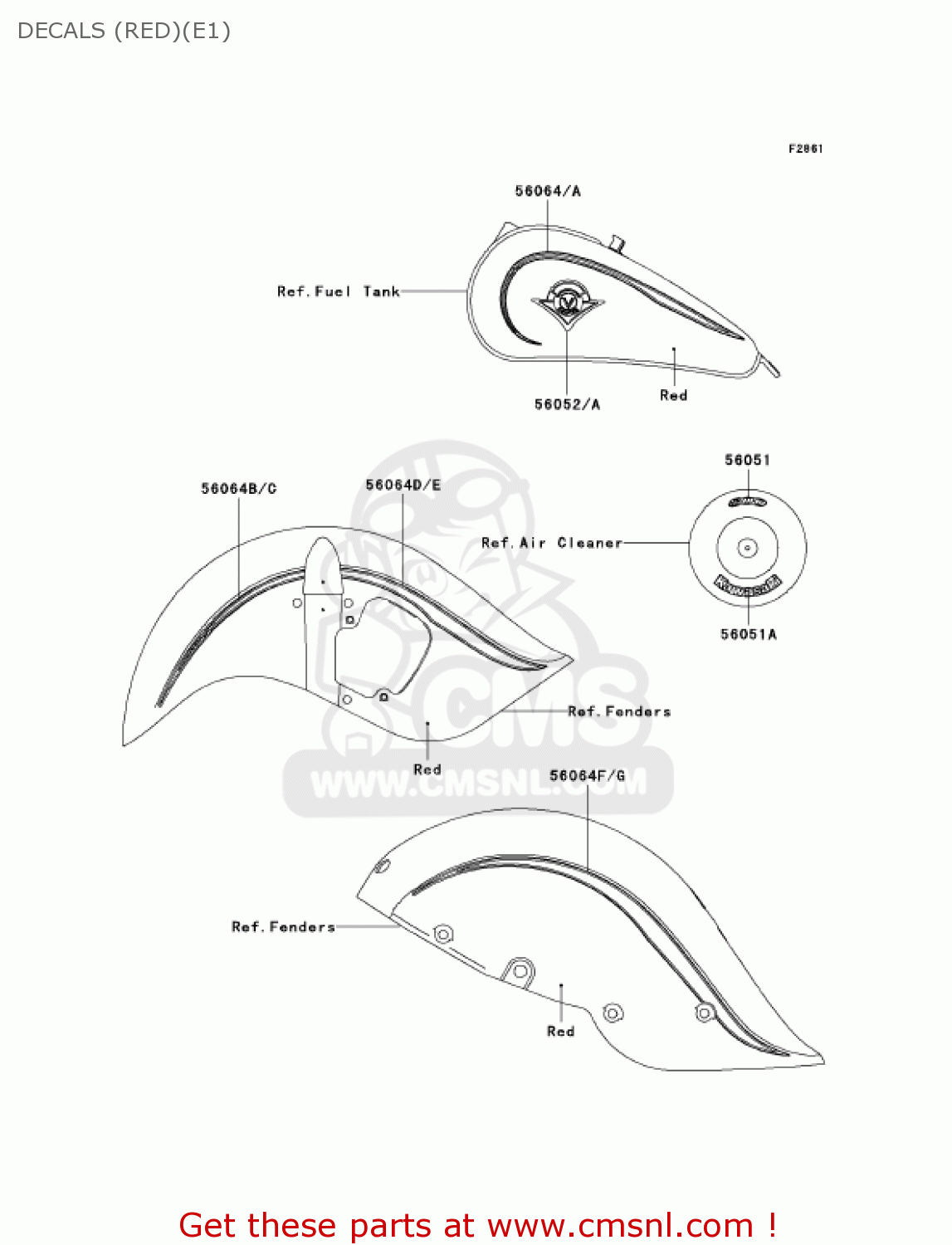 Kawasaki VN800E1 VULCAN 800 DRIFTER 2001 USA CALIFORNIA CANADA DECALS