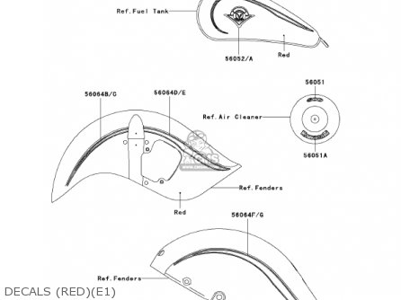 DECALS (RED)(E1) - VN800E1 VULCAN 800 DRIFTER 2001 USA CALIFORNIA CANADA