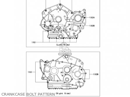 CRANKCASE BOLT PATTERN - VN800E1 VULCAN 800 DRIFTER 2001 USA CALIFORNIA CANADA