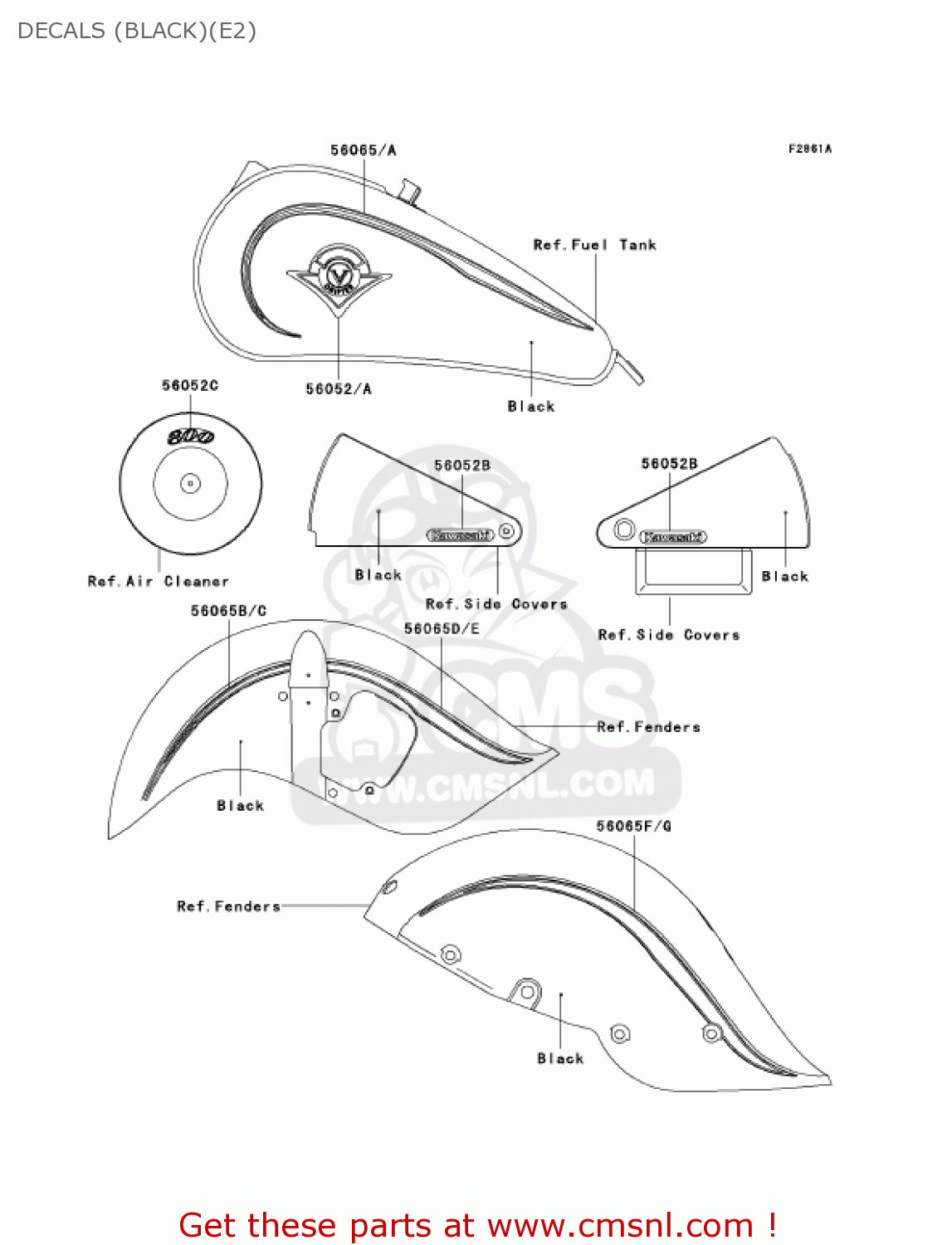 DECALS (BLACK)(E2) VN800E2 VULCAN 800 DRIFTER 2002 USA CALIFORNIA CANADA