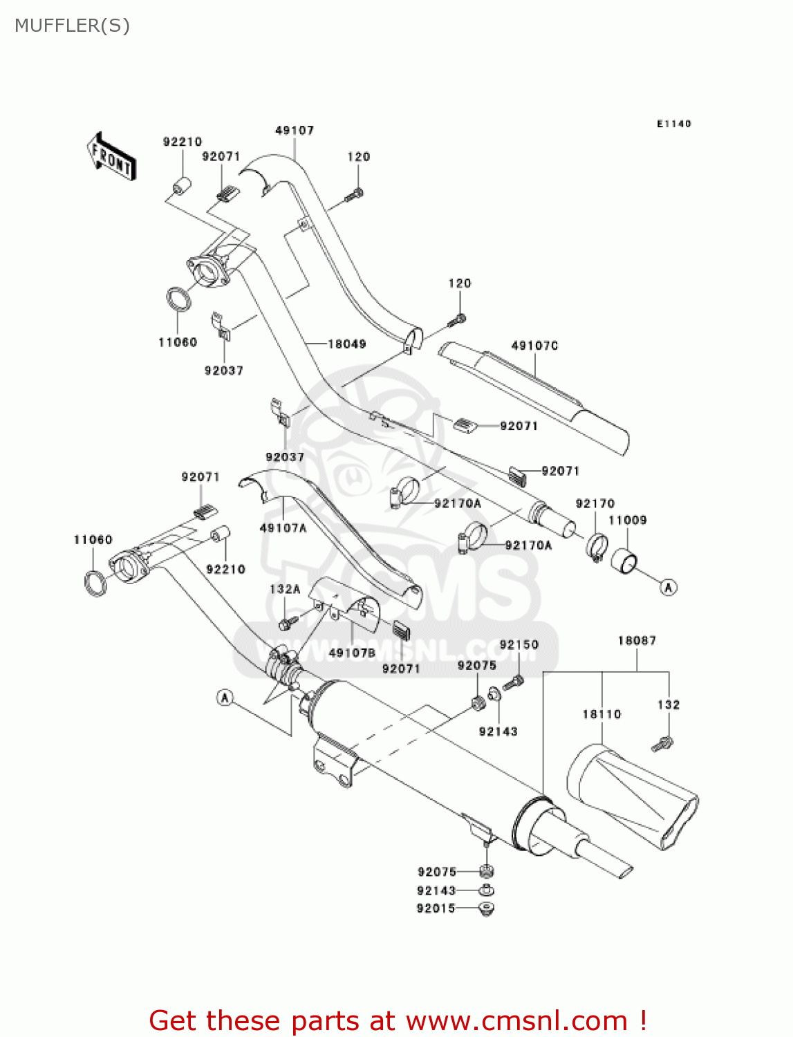 MUFFLER(S) VN800E2 VULCAN 800 DRIFTER 2002 USA CALIFORNIA CANADA