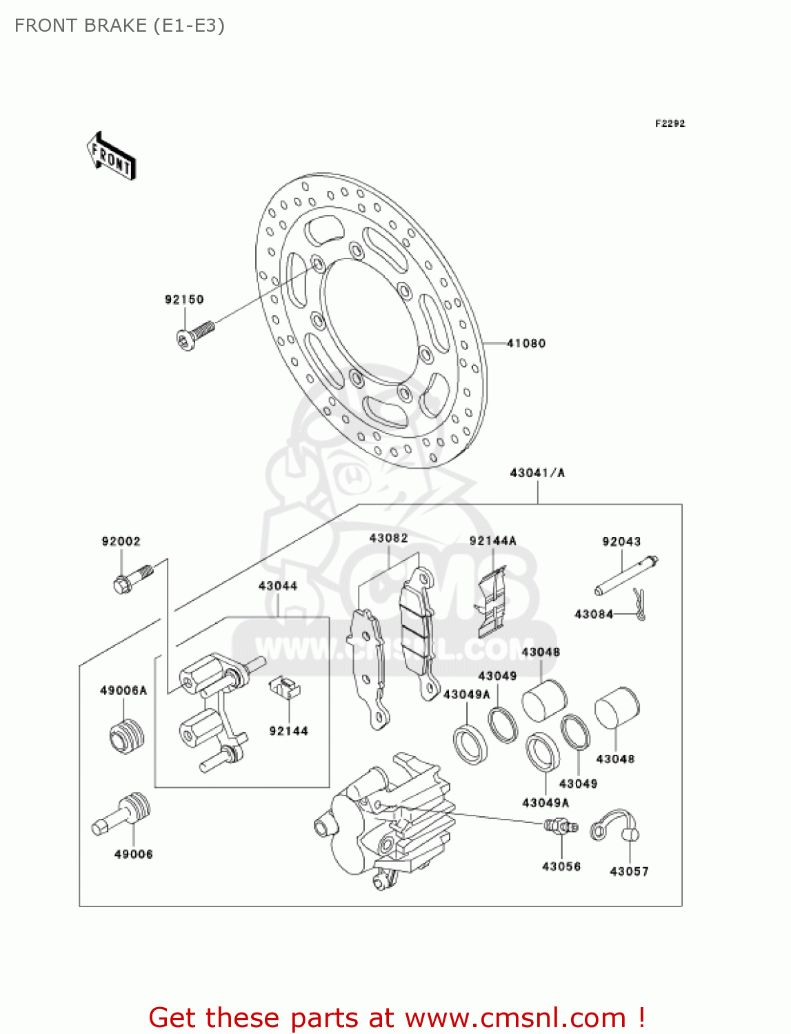 FRONT BRAKE (E1-E3) VN800E2 VULCAN 800 DRIFTER 2002 USA CALIFORNIA CANADA