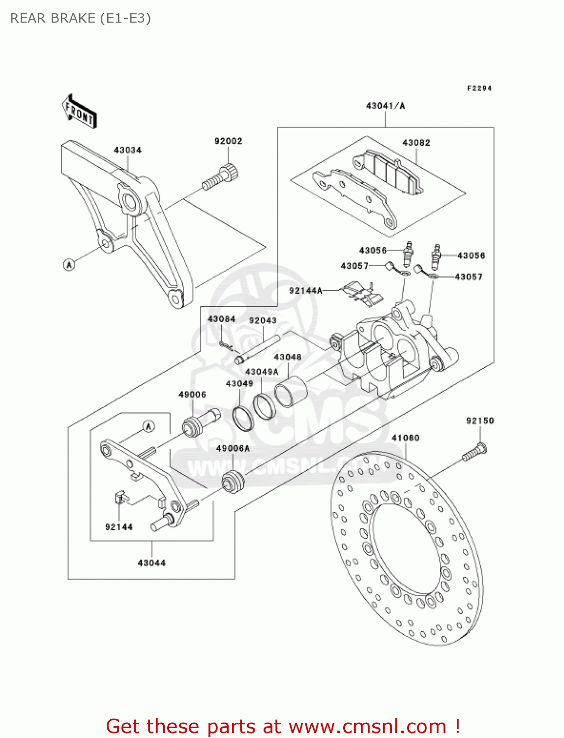 REAR BRAKE (E1-E3) VN800E2 VULCAN 800 DRIFTER 2002 USA CALIFORNIA CANADA