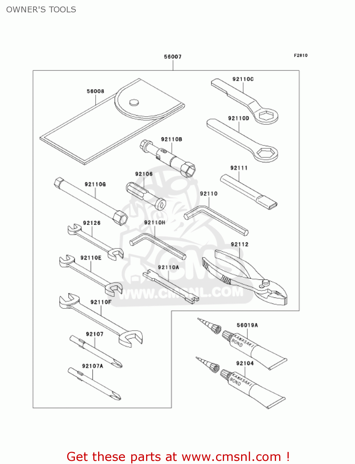 OWNER'S TOOLS VN800E2 VULCAN 800 DRIFTER 2002 USA CALIFORNIA CANADA