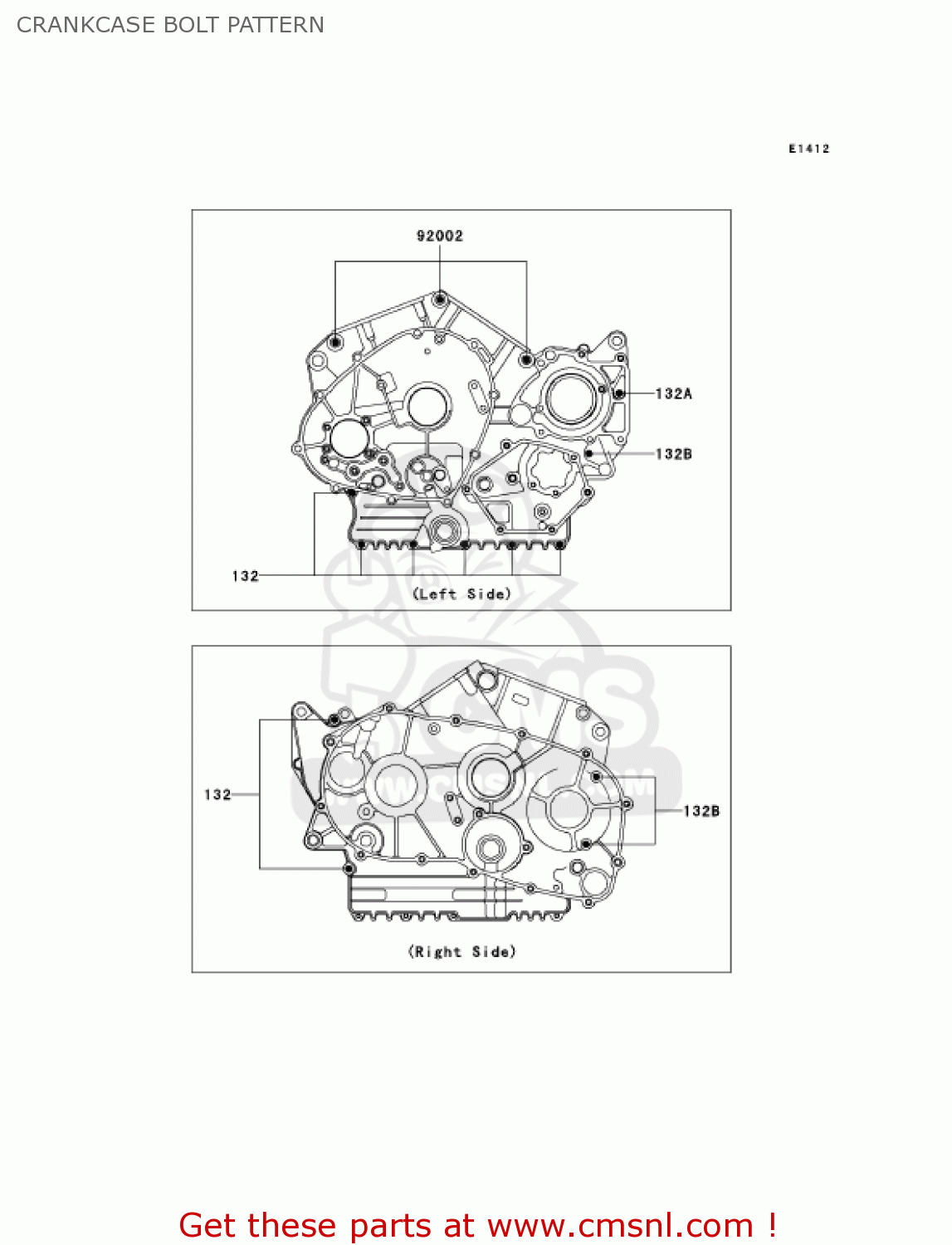 CRANKCASE BOLT PATTERN VN800E2 VULCAN 800 DRIFTER 2002 USA CALIFORNIA CANADA