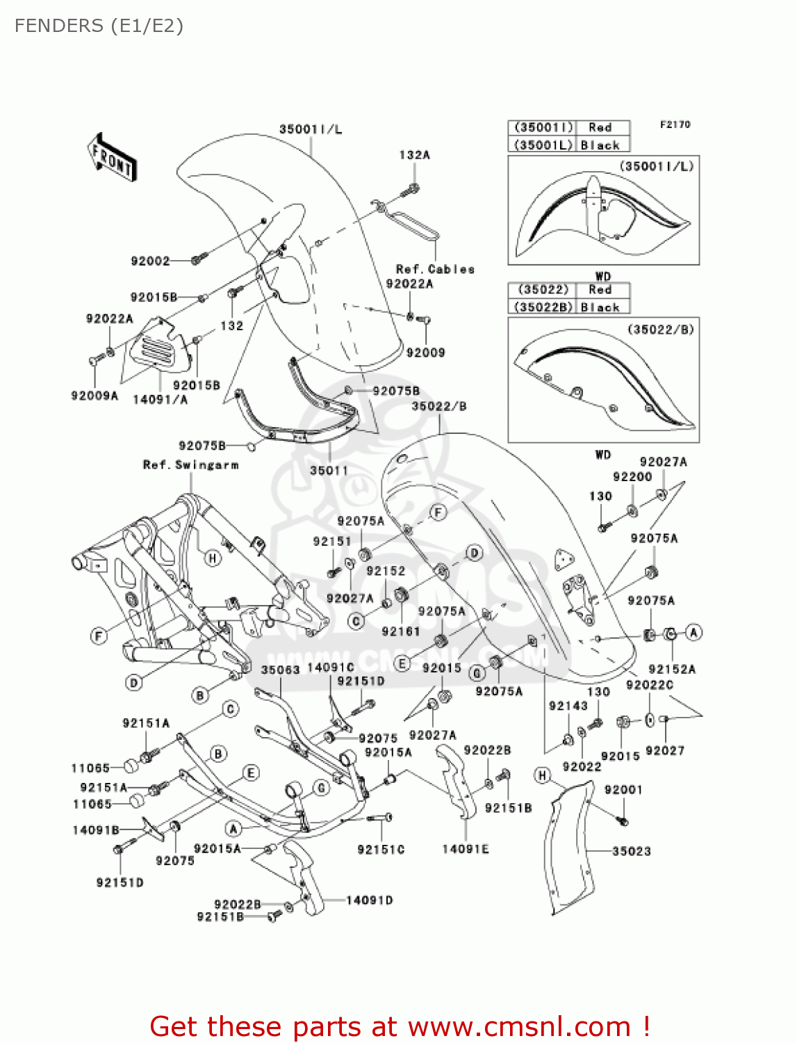 FENDERS (E1/E2) VN800E2 VULCAN 800 DRIFTER 2002 USA CALIFORNIA CANADA