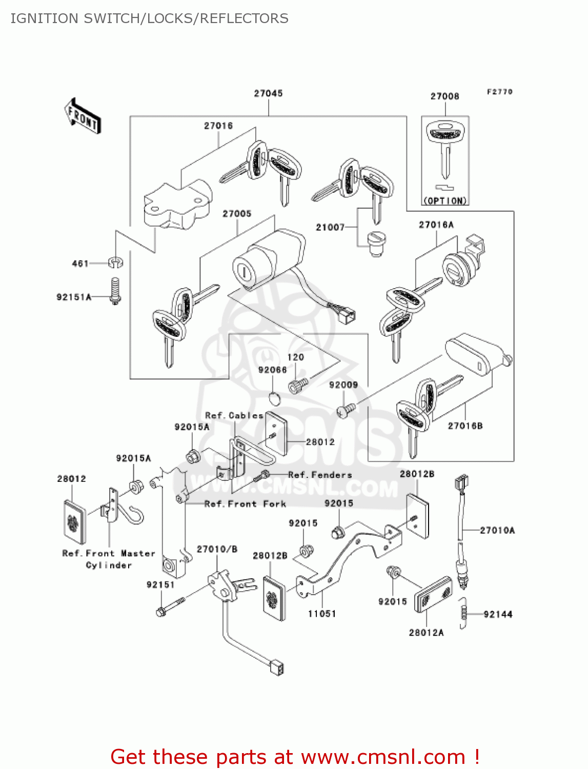IGNITION SWITCH/LOCKS/REFLECTORS VN800E2 VULCAN 800 DRIFTER 2002 USA CALIFORNIA CANADA