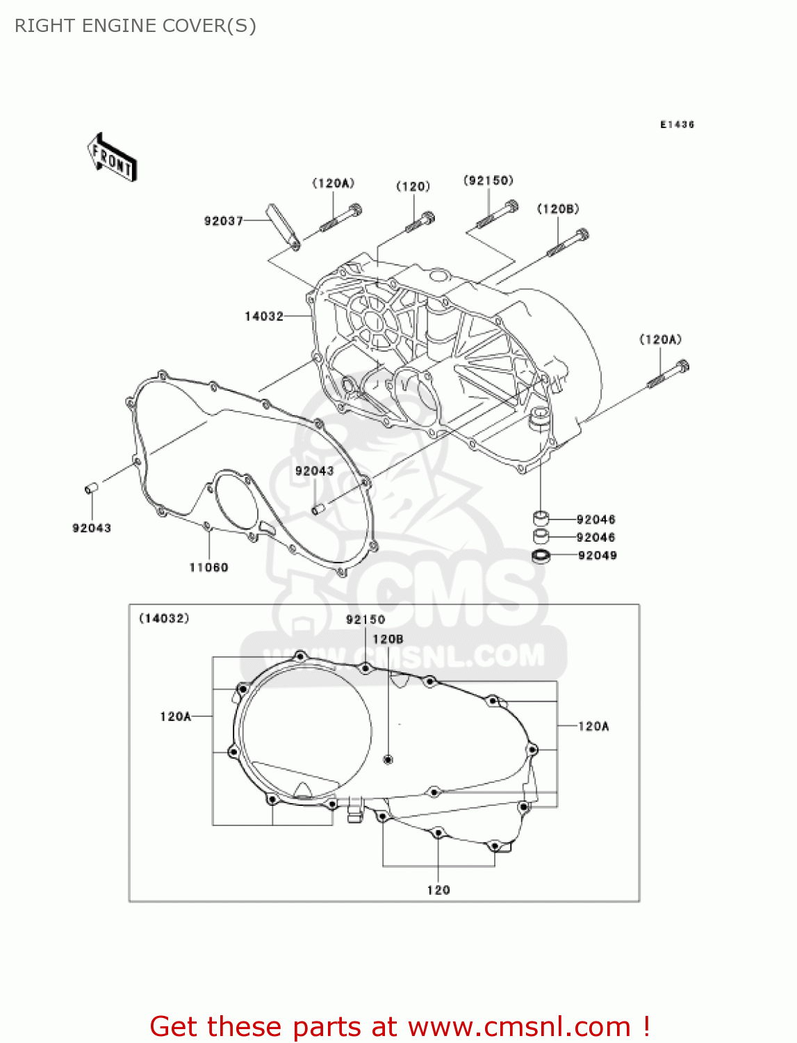 RIGHT ENGINE COVER(S) VN800E2 VULCAN 800 DRIFTER 2002 USA CALIFORNIA CANADA