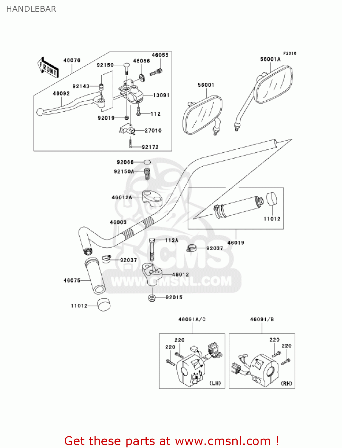 HANDLEBAR VN800E2 VULCAN 800 DRIFTER 2002 USA CALIFORNIA CANADA