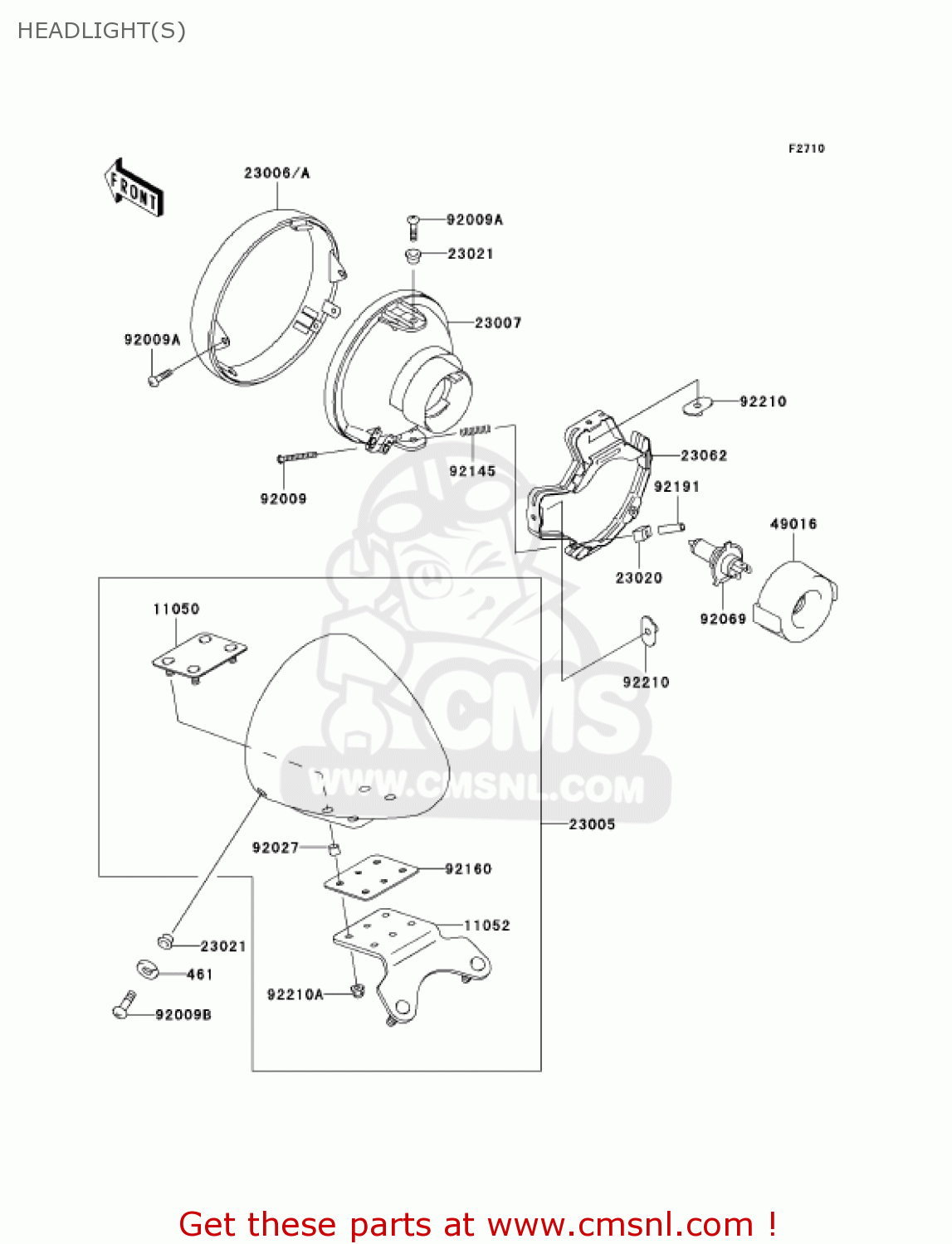 HEADLIGHT(S) VN800E2 VULCAN 800 DRIFTER 2002 USA CALIFORNIA CANADA