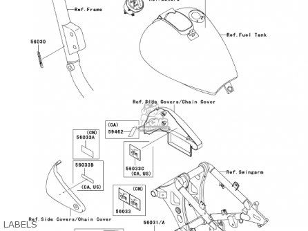 LABELS - VN800E2 VULCAN 800 DRIFTER 2002 USA CALIFORNIA CANADA