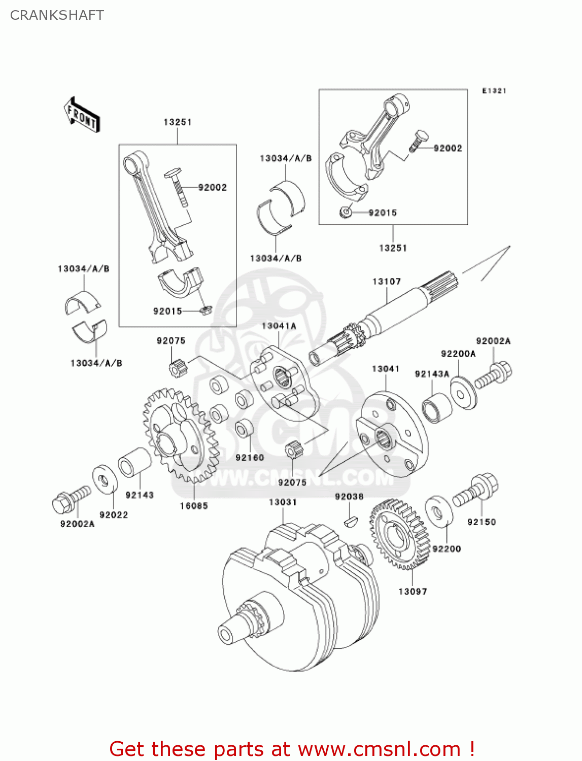 CRANKSHAFT VN800E3 VULCAN 800 DRIFTER 2003 USA CALIFORNIA CANADA