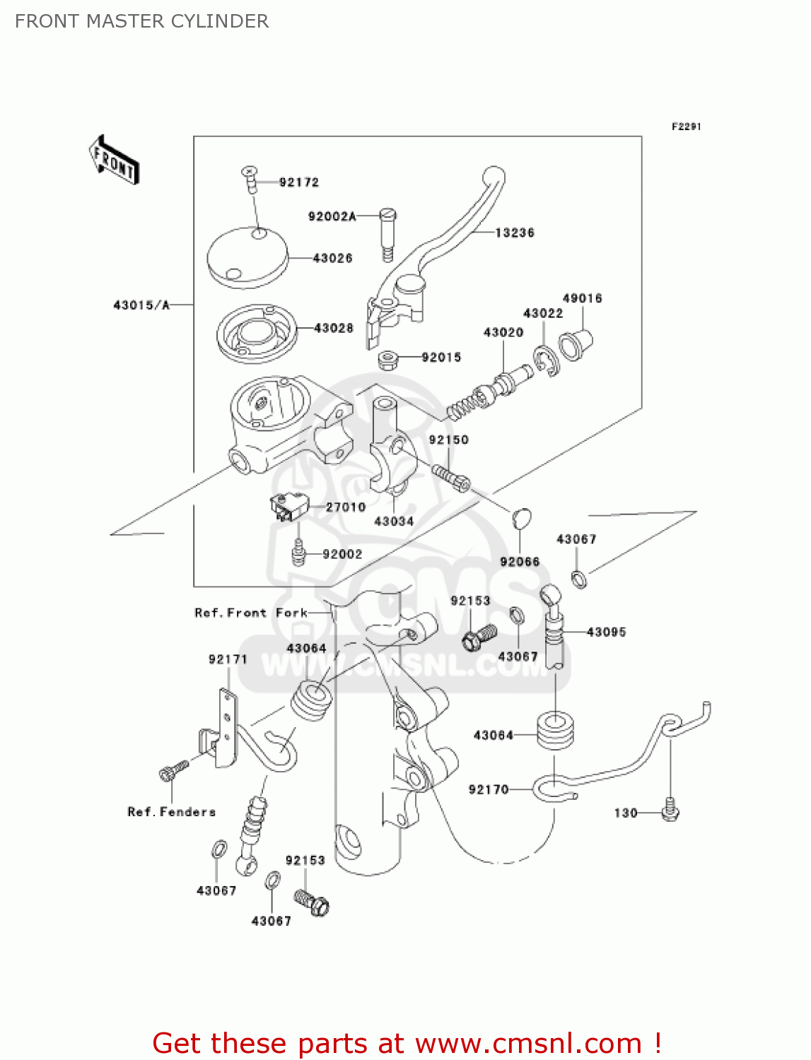 FRONT MASTER CYLINDER VN800E3 VULCAN 800 DRIFTER 2003 USA CALIFORNIA CANADA