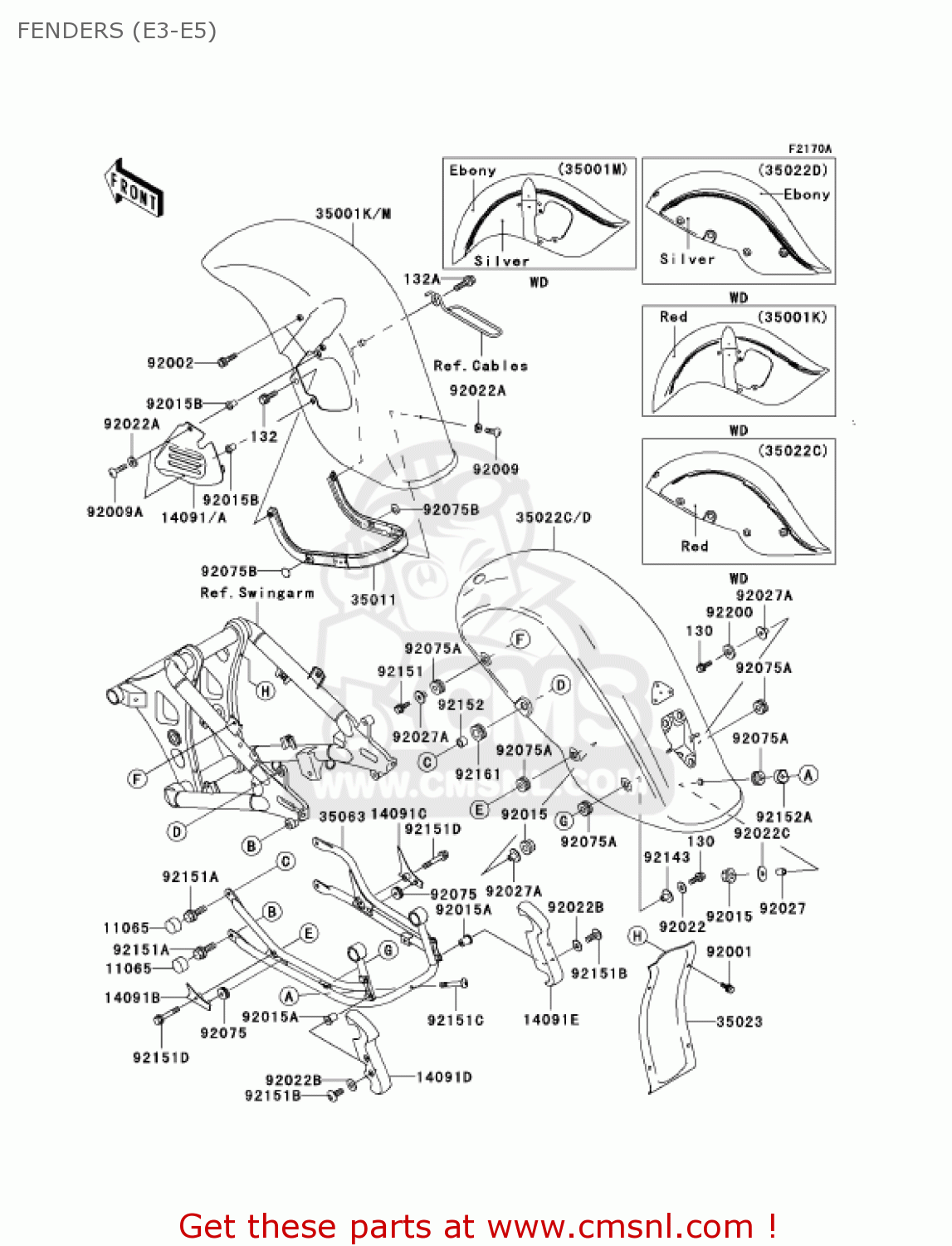 FENDERS (E3-E5) VN800E3 VULCAN 800 DRIFTER 2003 USA CALIFORNIA CANADA