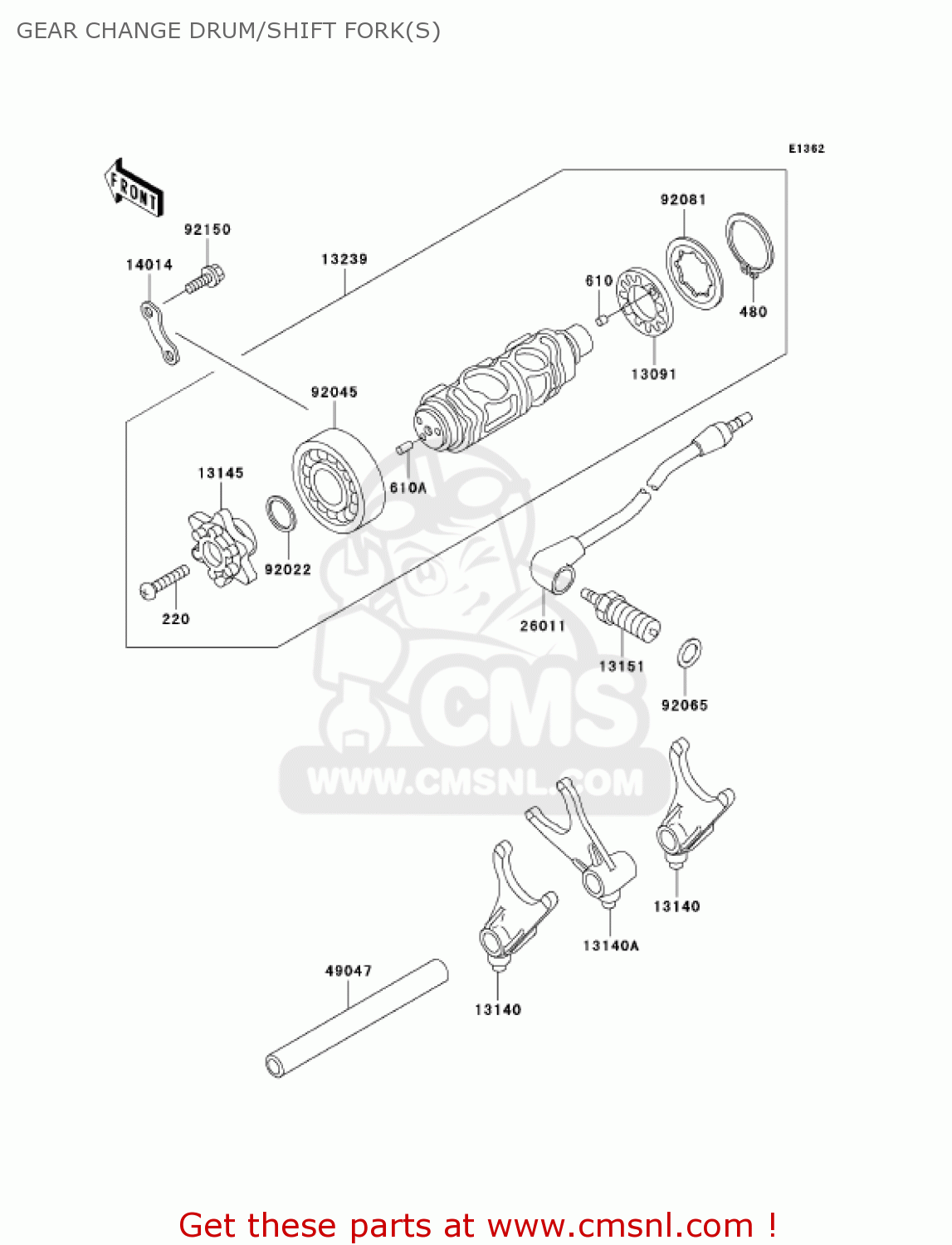 GEAR CHANGE DRUM/SHIFT FORK(S) VN800E3 VULCAN 800 DRIFTER 2003 USA CALIFORNIA CANADA