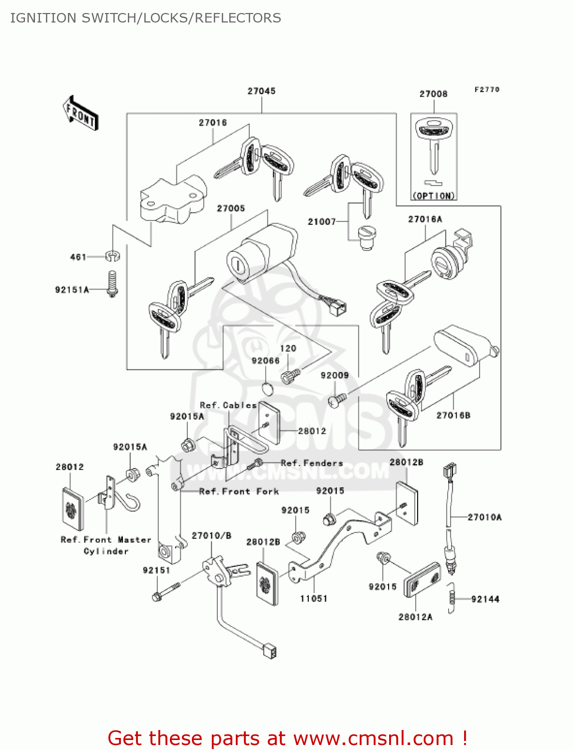 IGNITION SWITCH/LOCKS/REFLECTORS VN800E3 VULCAN 800 DRIFTER 2003 USA CALIFORNIA CANADA