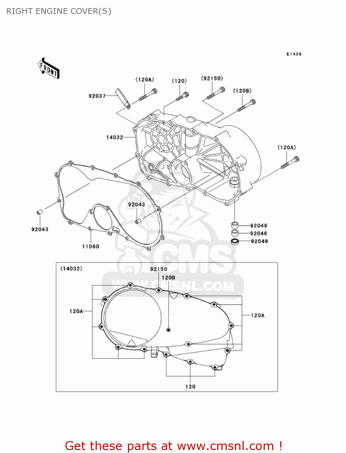 RIGHT ENGINE COVER(S) VN800E3 VULCAN 800 DRIFTER 2003 USA CALIFORNIA CANADA