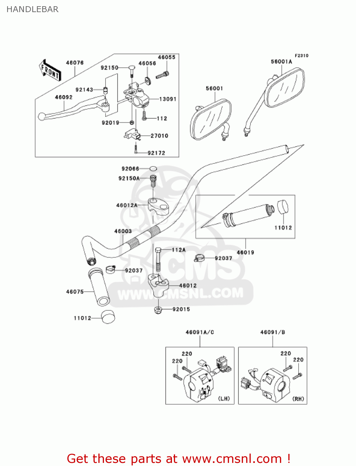 HANDLEBAR VN800E3 VULCAN 800 DRIFTER 2003 USA CALIFORNIA CANADA