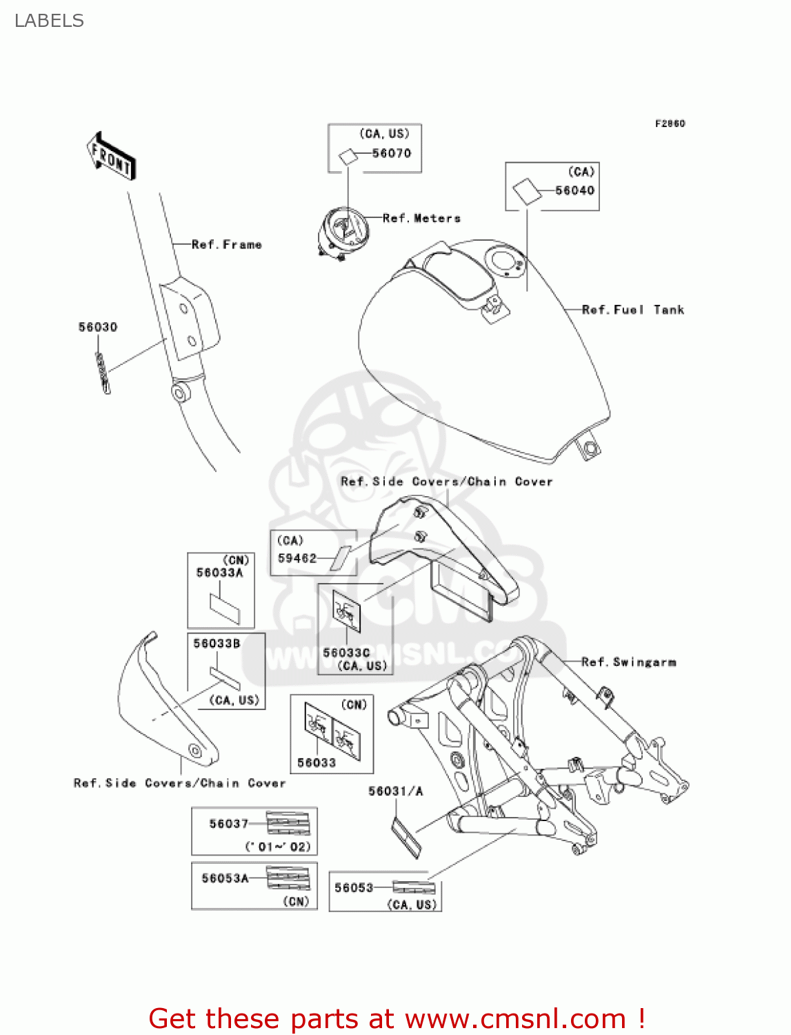 LABELS VN800E4 VULCAN 800 DRIFTER 2004 USA CALIFORNIA