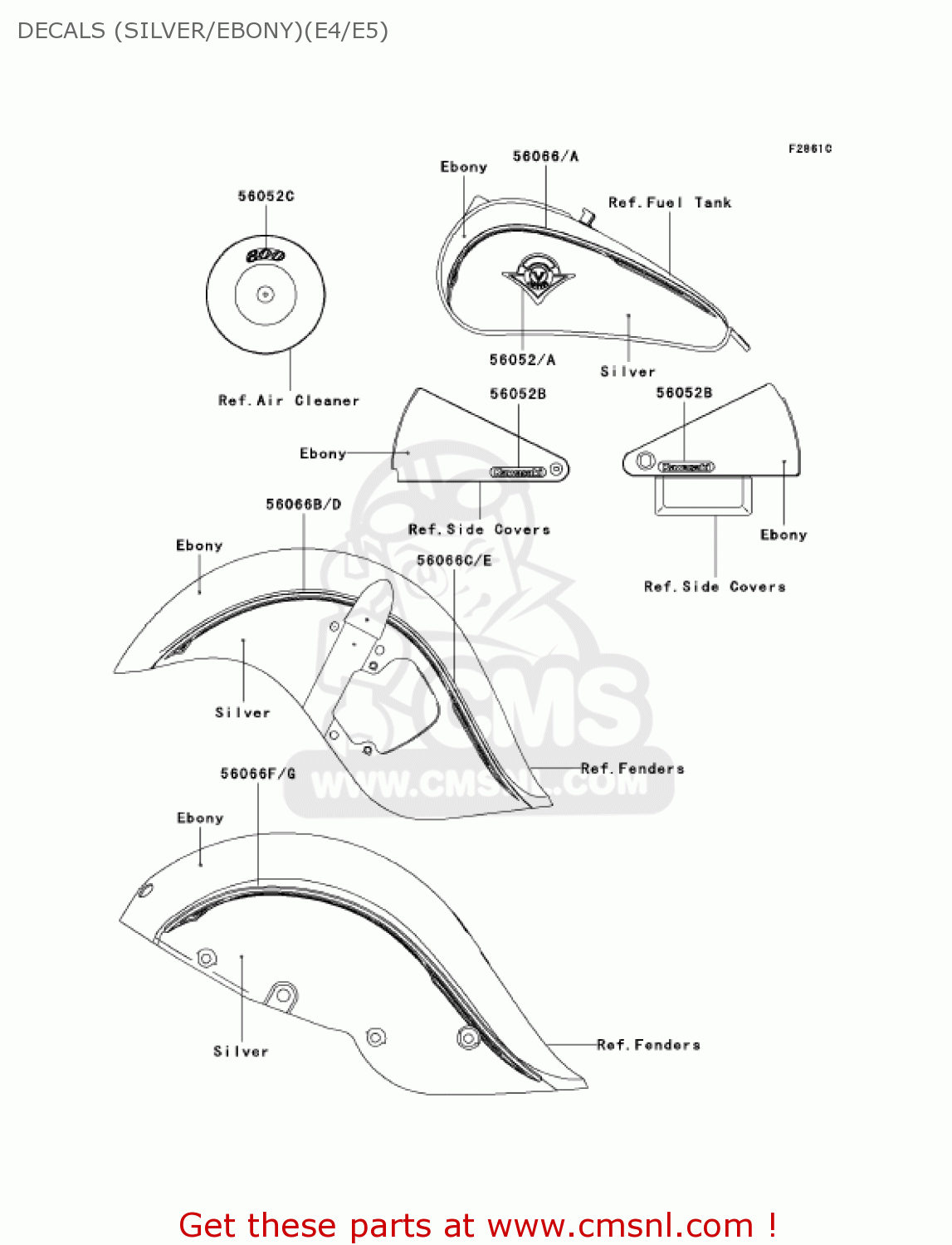 DECALS (SILVER/EBONY)(E4/E5) VN800E4 VULCAN 800 DRIFTER 2004 USA CALIFORNIA