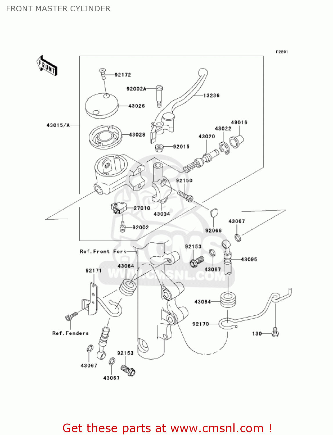FRONT MASTER CYLINDER VN800E4 VULCAN 800 DRIFTER 2004 USA CALIFORNIA