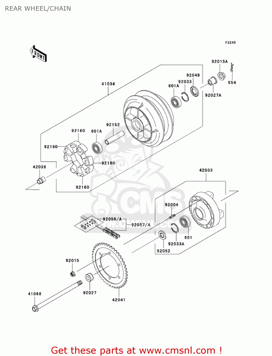 REAR WHEEL/CHAIN VN800E4 VULCAN 800 DRIFTER 2004 USA CALIFORNIA