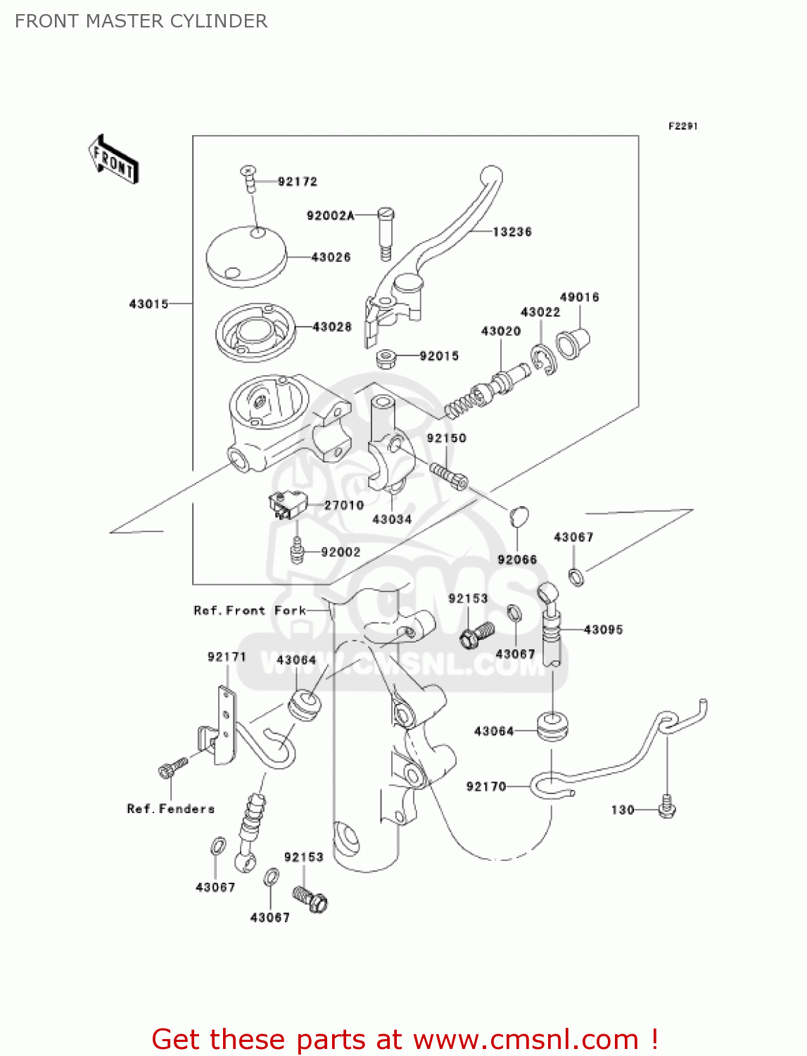 FRONT MASTER CYLINDER VN800E6F VULCAN 800 DRIFTER 2006 USA CALIFORNIA