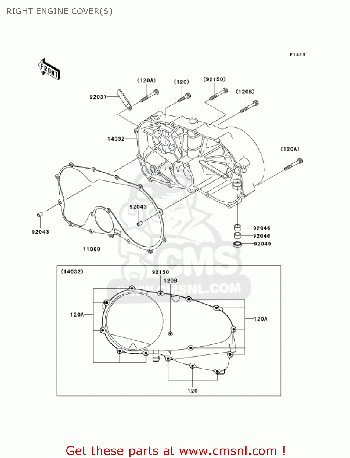 RIGHT ENGINE COVER(S) VN800E6F VULCAN 800 DRIFTER 2006 USA CALIFORNIA