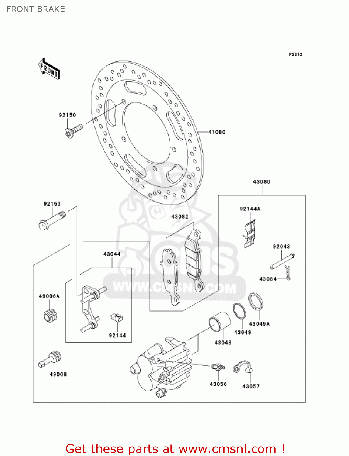 FRONT BRAKE VN900B6F VULCAN 900 CLASSIC 2006 USA CALIFORNIA CANADA