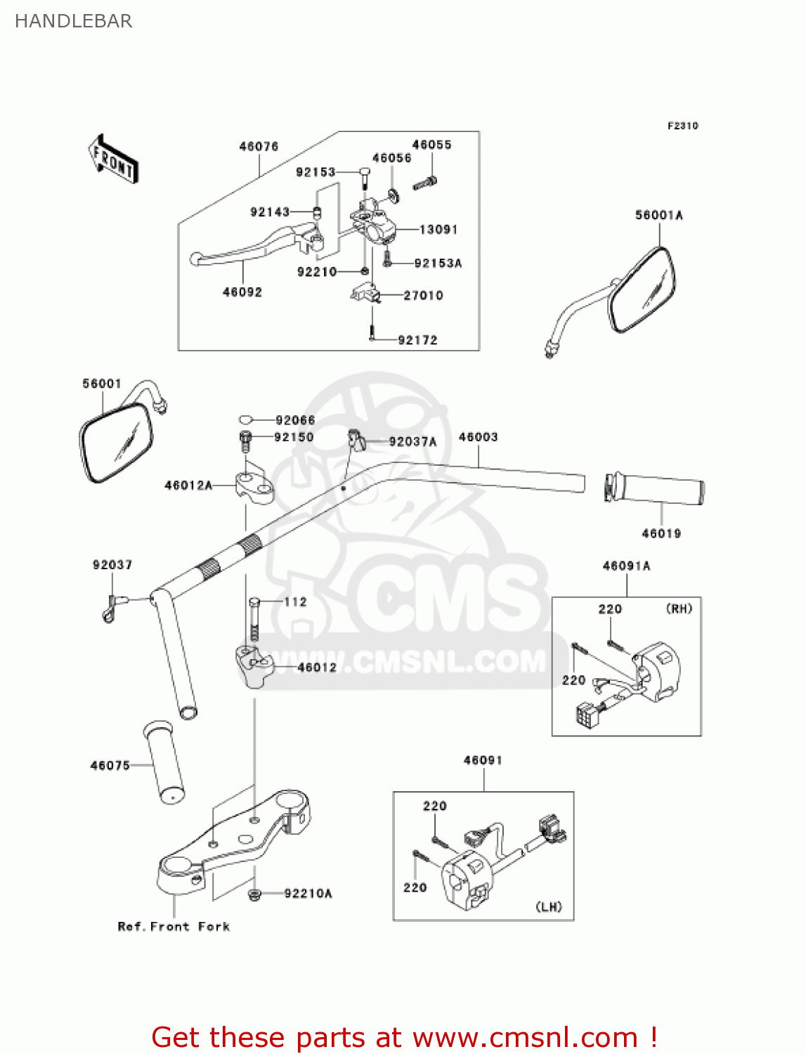 HANDLEBAR VN900B7F VULCAN 900 CLASSIC 2007 USA CALIFORNIA CANADA