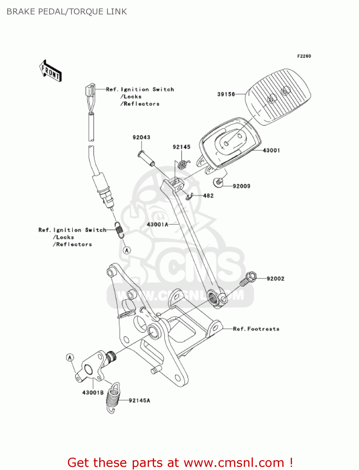 BRAKE PEDAL/TORQUE LINK VN900B7F VULCAN 900 CLASSIC 2007 USA CALIFORNIA CANADA
