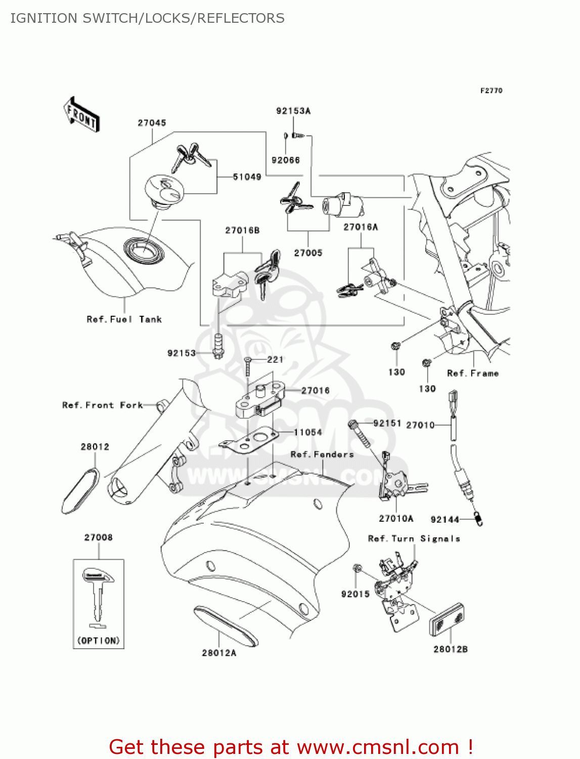 IGNITION SWITCH/LOCKS/REFLECTORS VN900B7F VULCAN 900 CLASSIC 2007 USA CALIFORNIA CANADA