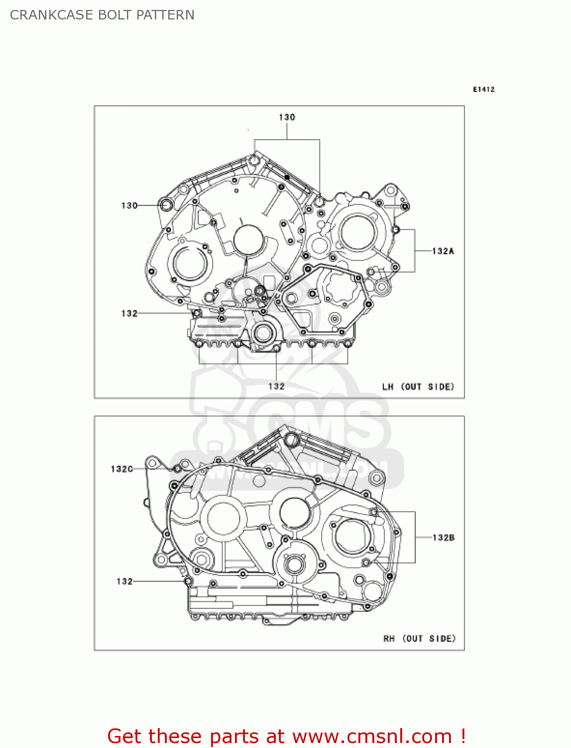 CRANKCASE BOLT PATTERN VN900B7F VULCAN 900 CLASSIC 2007 USA CALIFORNIA CANADA