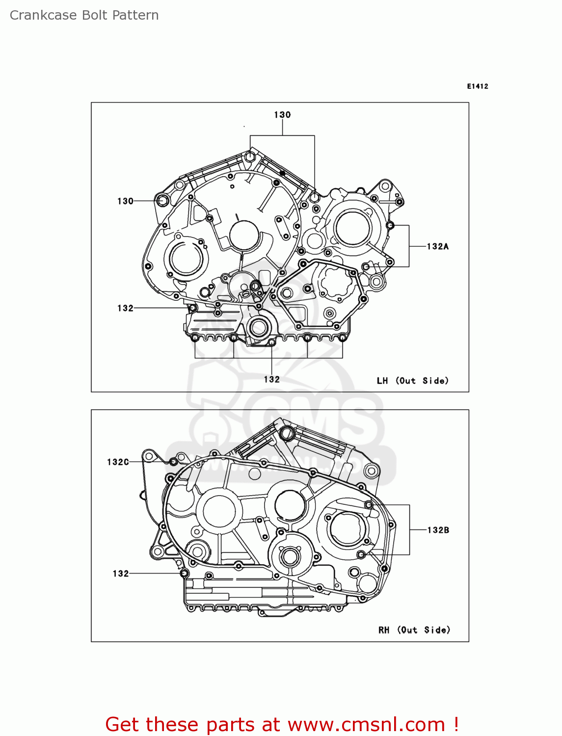 Kawasaki VN900BEF VULCAN 900 CLASSIC 2014 USA Crankcase Bolt Pattern