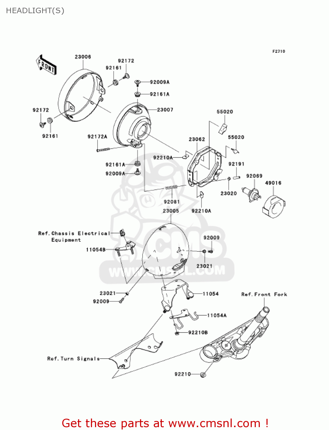 HEADLIGHT(S) VN900C7F VULCAN 900 CUSTOM 2007 USA CALIFORNIA CANADA