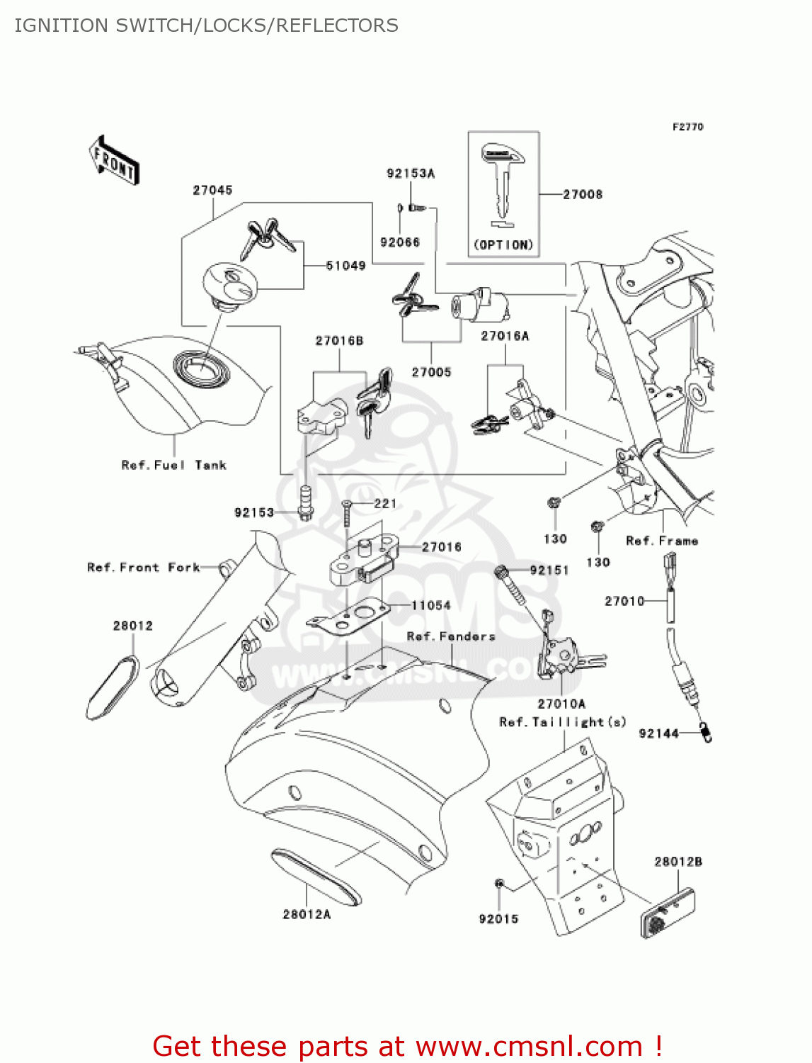 IGNITION SWITCH/LOCKS/REFLECTORS VN900C7F VULCAN 900 CUSTOM 2007 USA CALIFORNIA CANADA