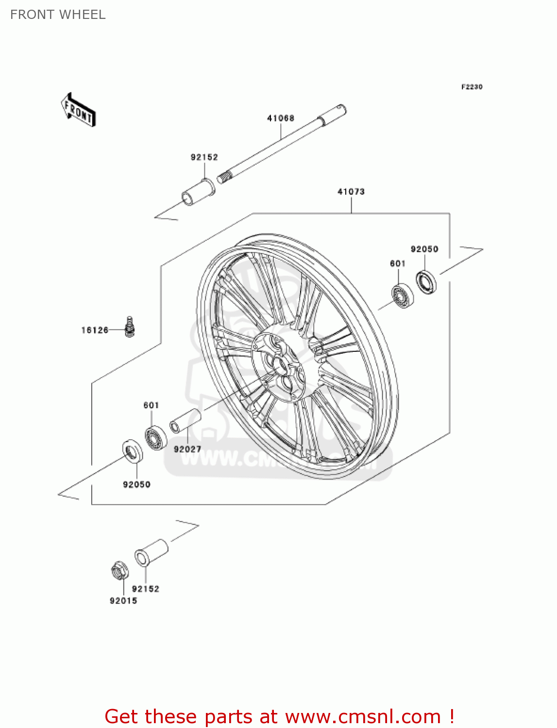 FRONT WHEEL VN900C7F VULCAN 900 CUSTOM 2007 USA CALIFORNIA CANADA