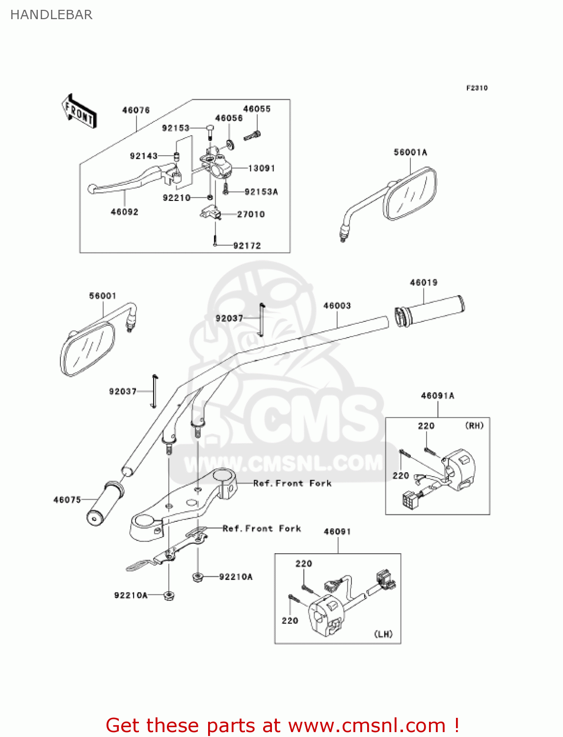 HANDLEBAR VN900C7F VULCAN 900 CUSTOM 2007 USA CALIFORNIA CANADA