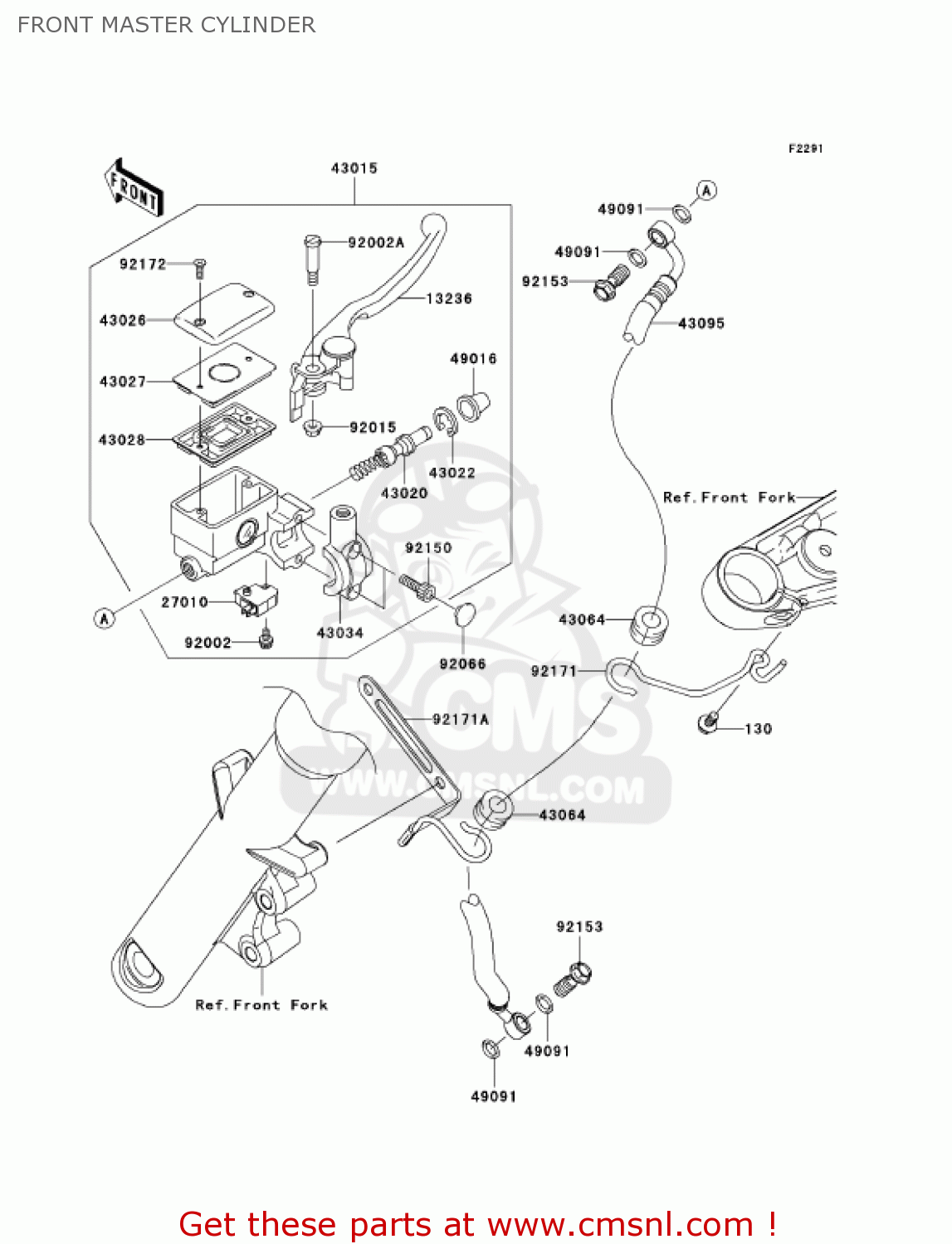 FRONT MASTER CYLINDER VN900C7F VULCAN 900 CUSTOM 2007 USA CALIFORNIA CANADA
